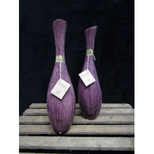 Gilde handwerk keramieke vaas aubergine kleur, 2 stuks