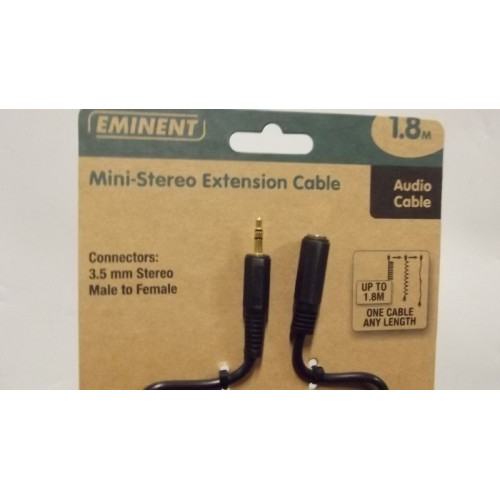 Mini-Stereo extension kabel, 1.8 meter, draaibaar, 18 stuks