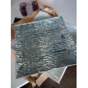 Vierkante glazen zilverkleurige schalen 2 stuks