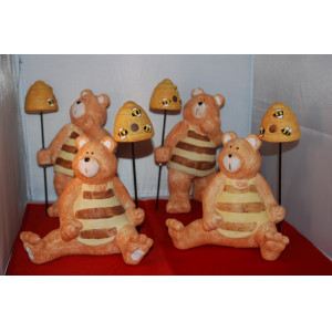 Decoratiie beeldje honingbeer,ca 20 cm. 4x
