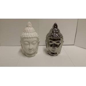 boeddha hoofd 2 stuks 1x zilver en 1x zwart 