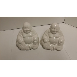 boeddha zittend wit  2 stuks