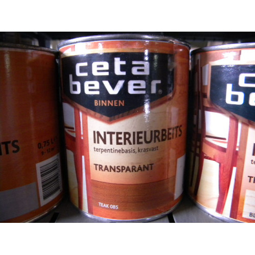 Cetabever Interieurbeits Transparant, 2 blikken a 750 ml, Kleur Teak 085