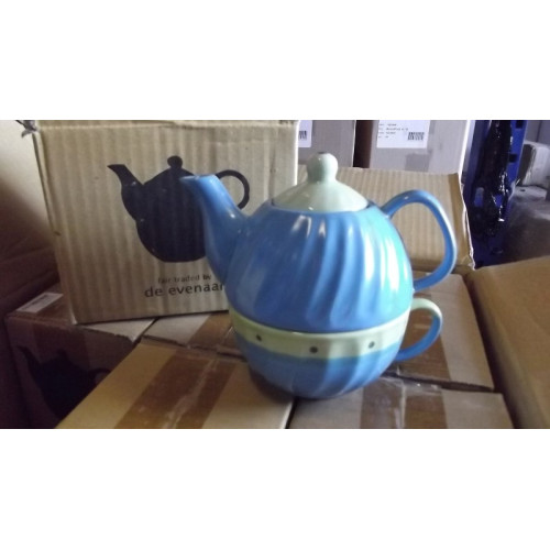 Tea-for-One-set, blauw, 12 sets