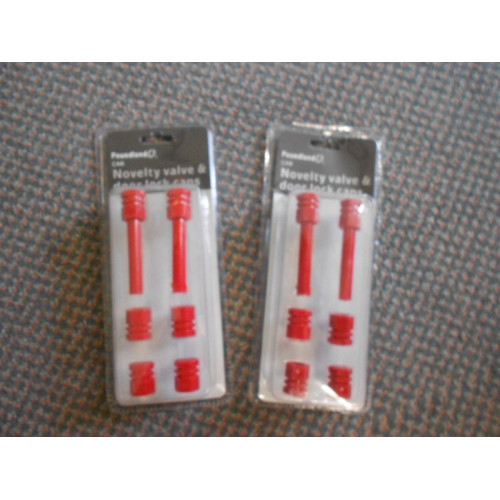 2 sets met ventieldoppen en deurknoppen rood