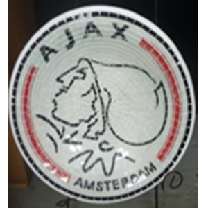 Schaal Ajax 40cm geschilderd en ingelegd met mozaik terra cotta
