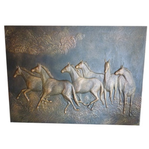 Schilderij paarden afbeelding 70x100 cm 7 cm dik fiberbetin ook voor buiten