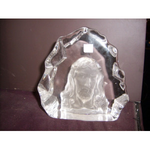Christus in glas geslepen 12 x12 x 3,5 cm