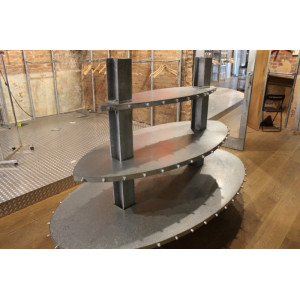Winkel display tafel met 3 niveaus 220x120 cm grootste blad