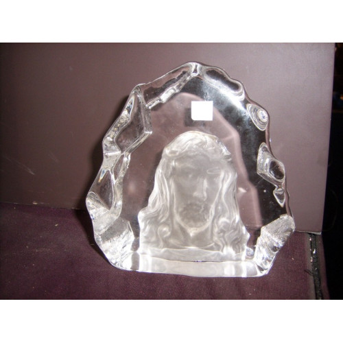 Christus in glas geslepen 12 x12 x 3,5 cm
