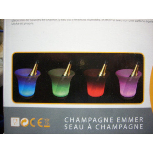 Champagne emmer met led verlichting H23 x B23 cm, wisseld van kleur