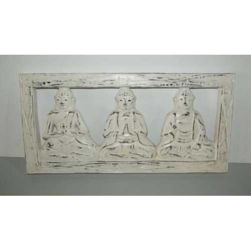 Boeddha, paneel, white wash, 4 stuks, 50x25cm