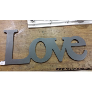 Deco houten tekst Grijs Love  1 stuks