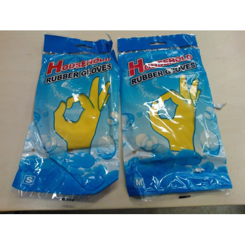 25 verpakkingen met rubberen huishoud handschoen, maat S en M