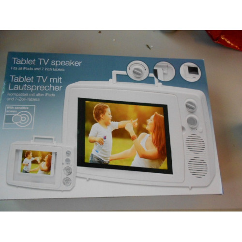 tablethouder met speakers, ideaal voor tv kijken onderweg