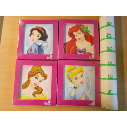 4 diverse disney tegels prinsessen met ophang haakje