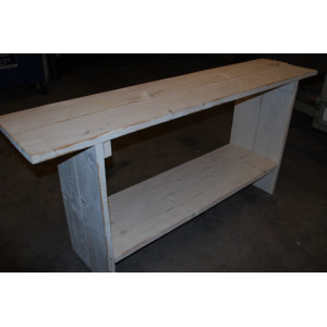 Site Table. ca. 200x40x90 cm. van steigerhout. Whitewash.