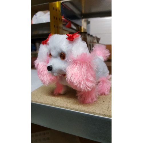 Blaffende en lopende hondje met licht  1 stuks wit rosé
