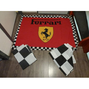 Ferrarivlag 1 stuks en 2 Finishvlaggen