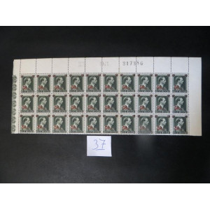 Belgische postzegel vel 30 zegels 11/1941met opdruk ongestempeld