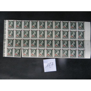 Belgische postzegel vel 40 zegels 11/1941met opdruk ongestempeld