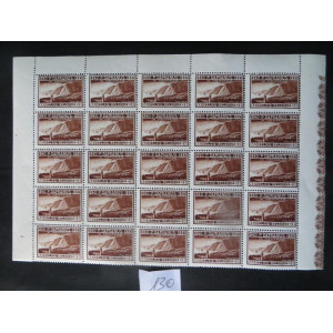 Belgische postzegel vel 25 zegels 1,35F + 2F ongestempeld