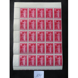 Belgische postzegel vel 25 zegels 1,75F + 18F ongestempeld