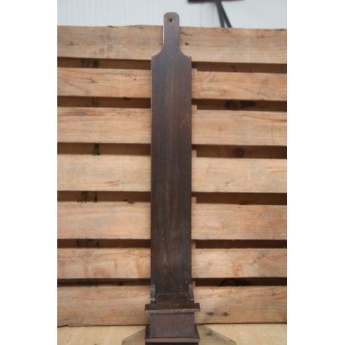 Antieke houten messenslijper met compleet bakje 83cm hoog