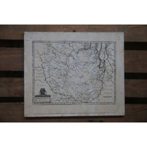 Landkaart op hout 1974 afmeting 33.5 x 40