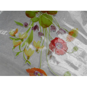 Plastiek tafelkleed met bloem design 140 cm ca 2,5 op rol