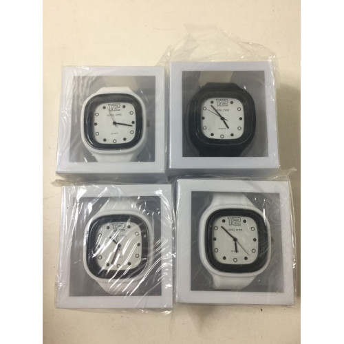 4x horloges, merk Longtime, kleuren zwart wit.