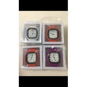 4x horloges, merk Longtime, kleuren wit oranje paars, exclusief batterij.