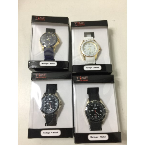 4x horloges, merk Time exclusive, exclusief batterij.