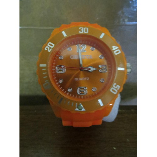 Horloge met rubber bandje (orange)
