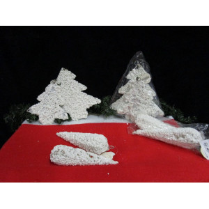 Set/2 Kerstboom (2x) en set/2 pegel (2x) sneeuw look met glitter, 4 sets