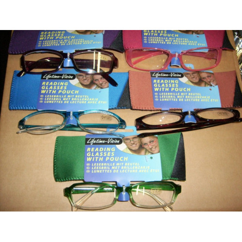 Moderne kleuren leesbril met opberghoesje 4 stuks 