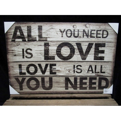 All you need is Love, canvas print 60x40 cm. 1 stuks