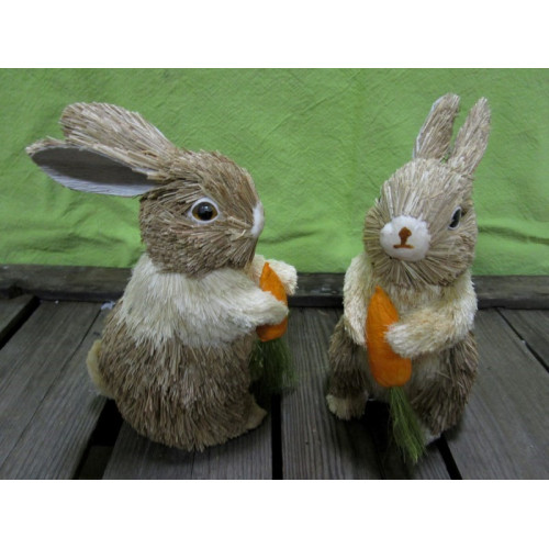 Stro konijn met wortel, 2 stuks