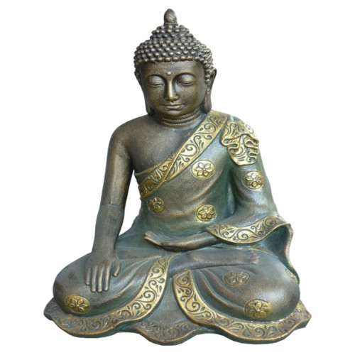 Boeddha sitting baju bunga 62 cm fiberbeton dus ook voor buiten
