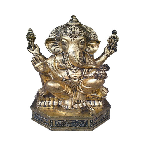 Ganesha base segi enam 70cm fiberbeton goud
