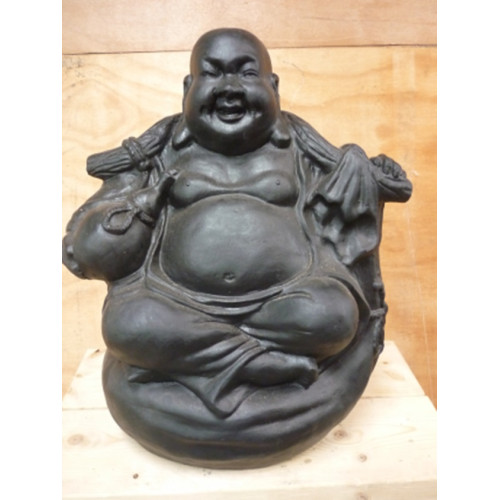 Lachende boeddha zwart 4 stuks  40 cm terra cotta
