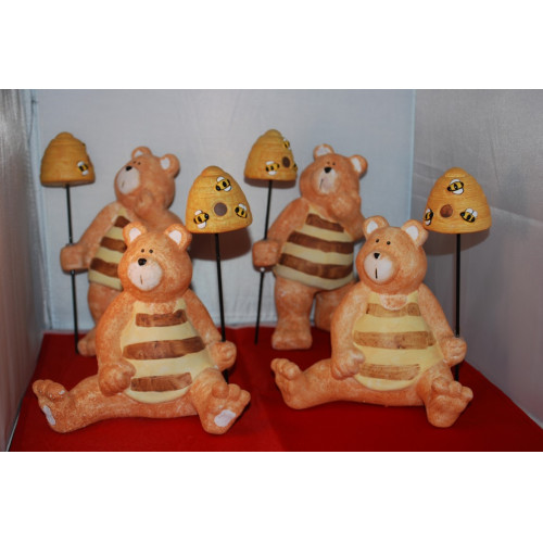 Decoratiie beeldje honingbeer,ca 20 cm. 4x
