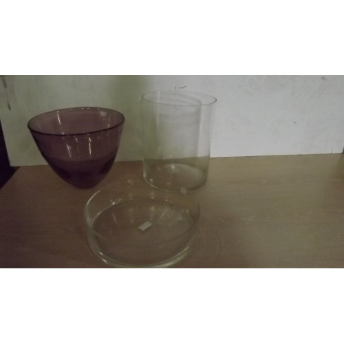 Glazen vazen, 3 stuks, diverse afmetingen