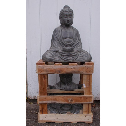 Buddha 46 cm terra cotta 2 stuks old grey