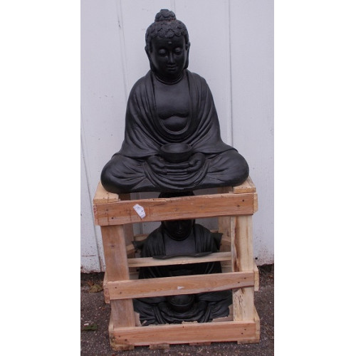  Buddha 46 cm terra cotta 2 stuks black