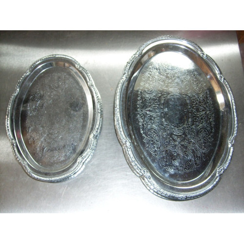 zilverkleurige metalen serveer plateau voor 2 koppen koffie 11 stuks