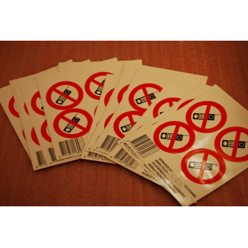 stickers met verboden te bellen, 4 stickers op vel. 15x