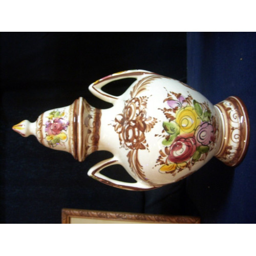 Vaas met deksel handgeschilderd hoogte 37 cm Portugal