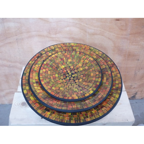 Bord mozaik 50 cm - 40 cm - 30 cm setje terra cotta nieuw