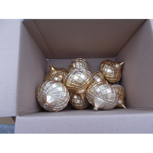 Kerstballen luchtballon licht goud  12 cm 10stuks